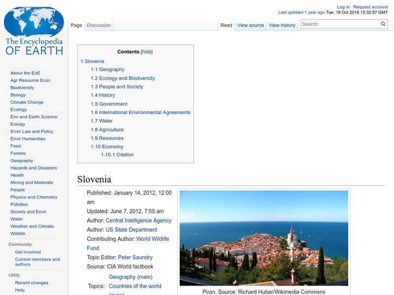 Encyclopedia of Earth: Slovenia Handout