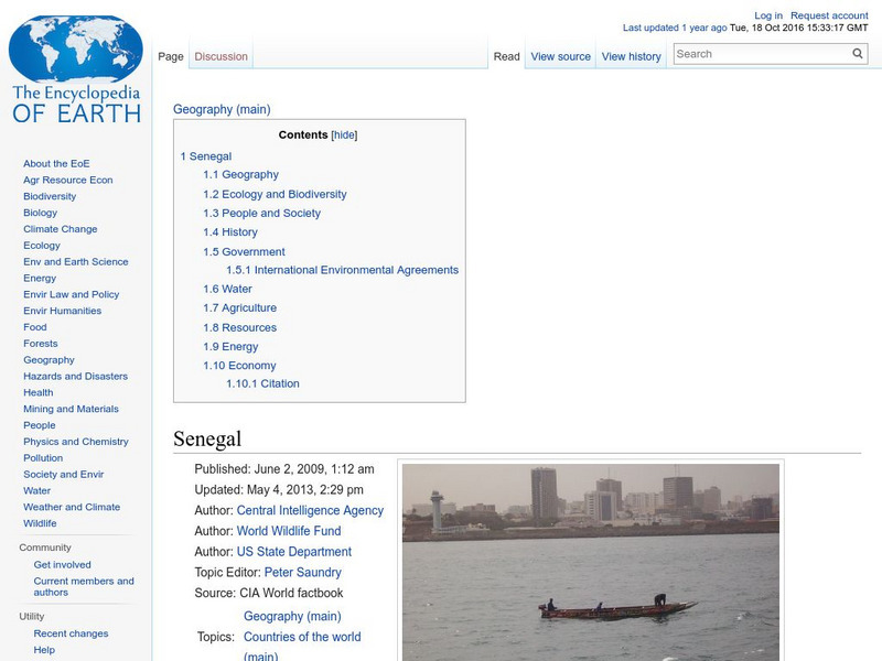Encyclopedia of Earth: Senegal Handout Encyclopedia of Earth: Senegal Handout