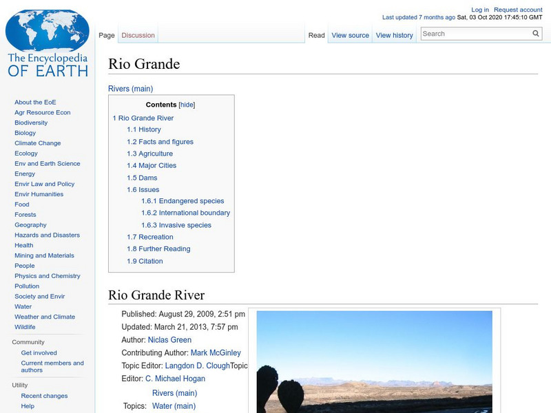 Encyclopedia of Earth: Rio Grande Handout