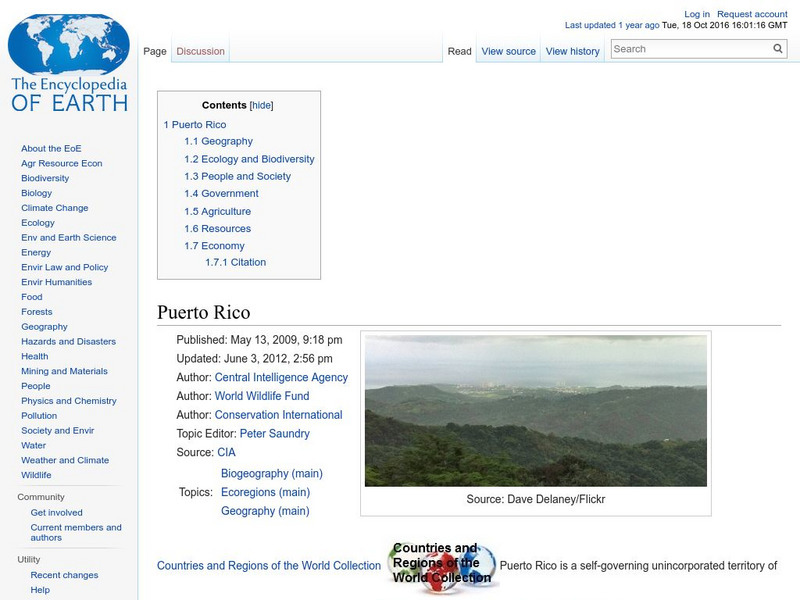 Encyclopedia of Earth: Puerto Rico Handout Encyclopedia of Earth: Puerto Rico Handout