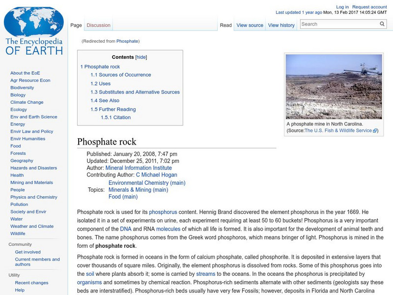 Encyclopedia of Earth: Physics & Chemistry: Phosphate Handout