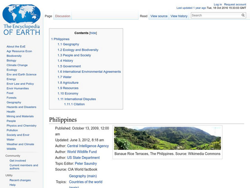 Encyclopedia of Earth: Philippines Handout