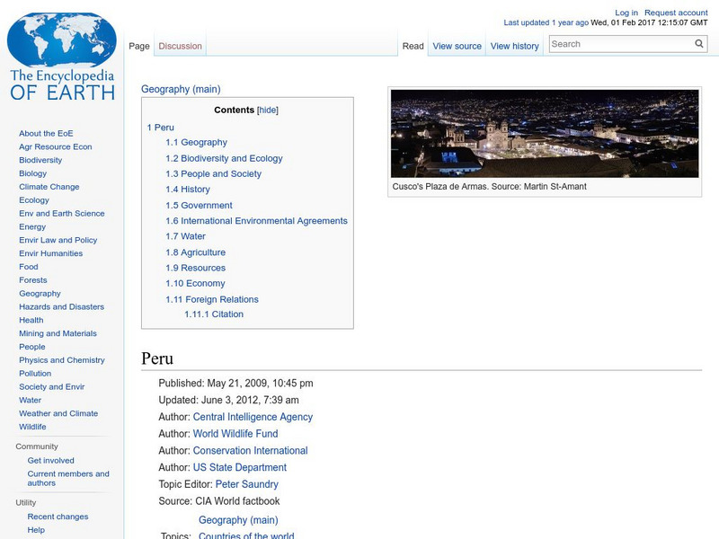 Encyclopedia of Earth: Peru Handout