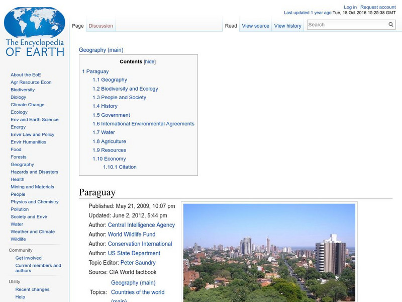 Encyclopedia of Earth: Paraguay Handout