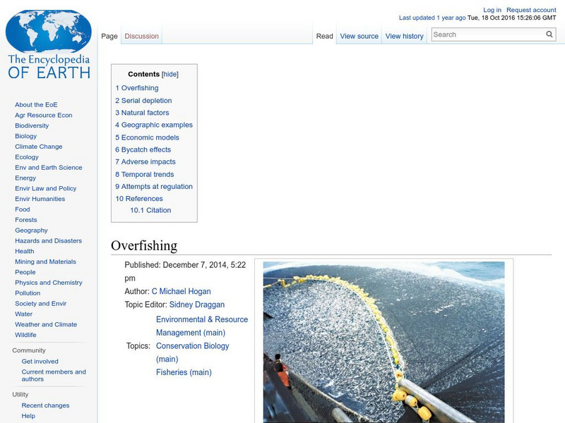 Encyclopedia of Earth: Conservation Biology: Overfishing Website Encyclopedia of Earth: Conservation Biology: Overfishing Website