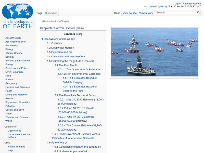Encyclopedia of Earth: Ocean Oil: Deepwater Horizon Disaster Website Encyclopedia of Earth: Ocean Oil: Deepwater Horizon Disaster Website