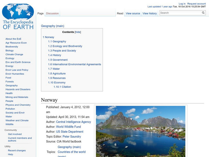 Encyclopedia of Earth: Norway Handout