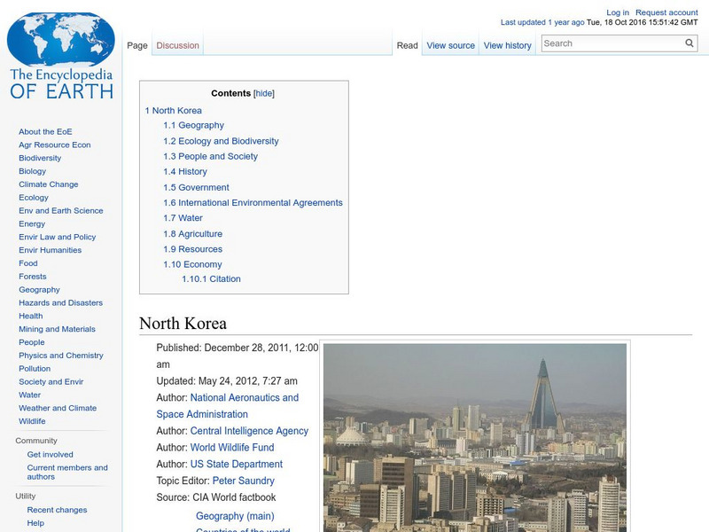 Encyclopedia of Earth: North Korea Handout