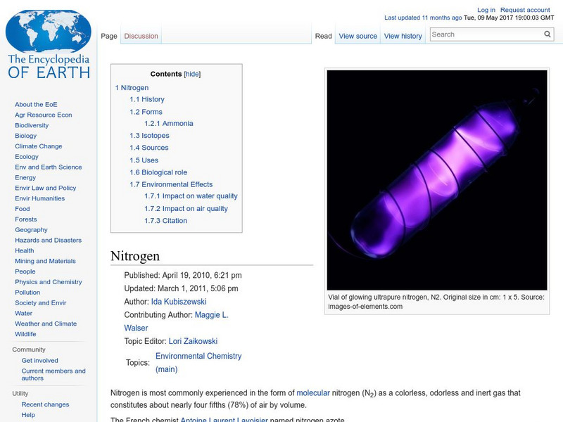 Encyclopedia of Earth: Nitrogen Handout Encyclopedia of Earth: Nitrogen Handout
