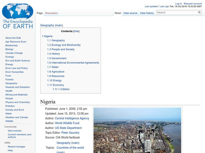 Encyclopedia of Earth: Nigeria Handout Encyclopedia of Earth: Nigeria Handout