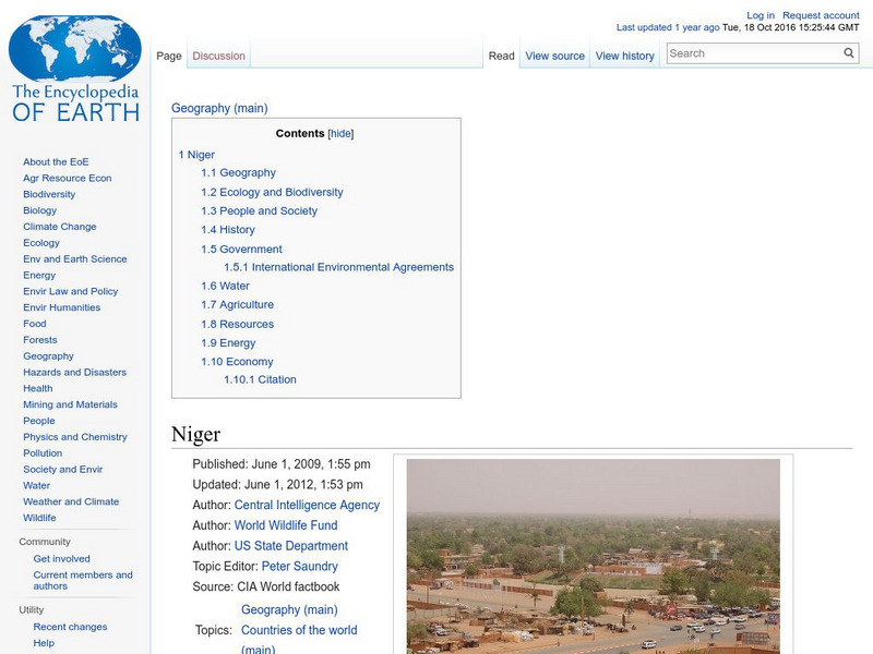 Encyclopedia of Earth: Niger Handout