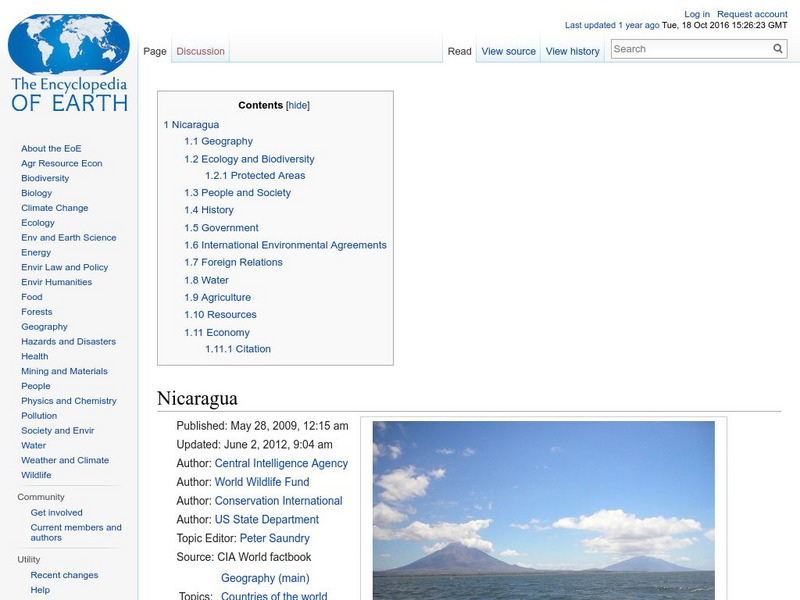 Encyclopedia of Earth: Nicaragua Handout