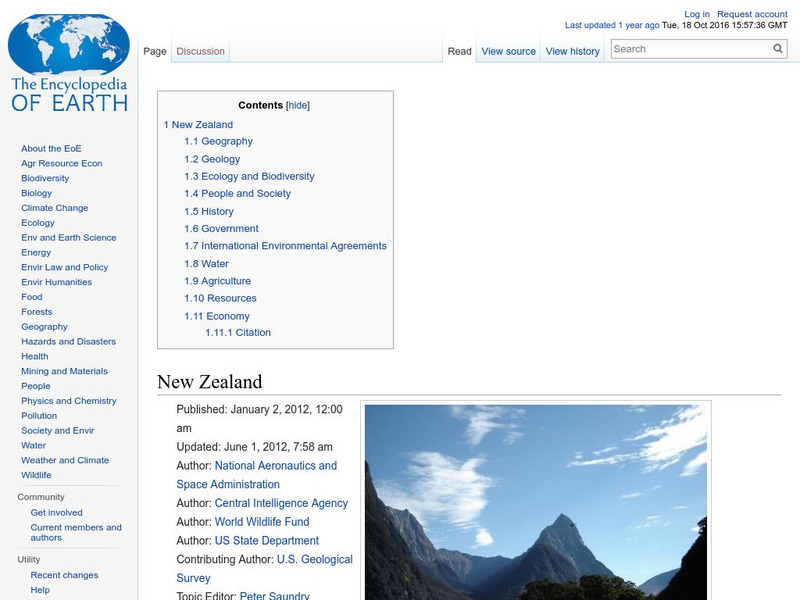 Encyclopedia of Earth: New Zealand Handout