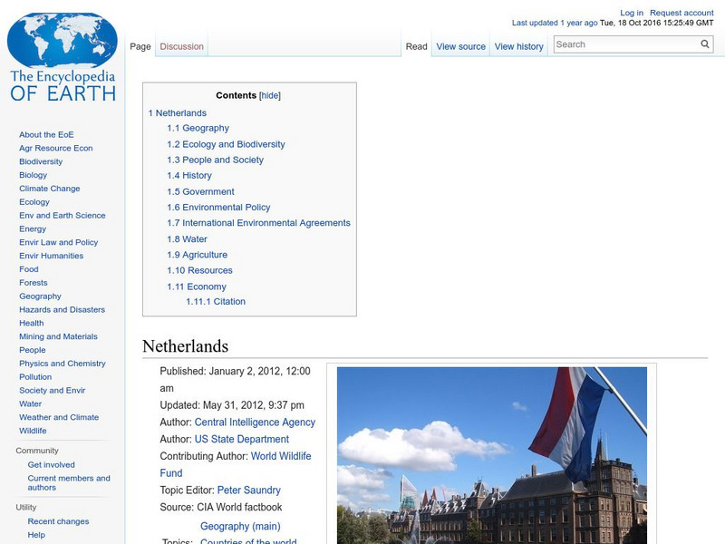 Encyclopedia of Earth: Netherlands Handout