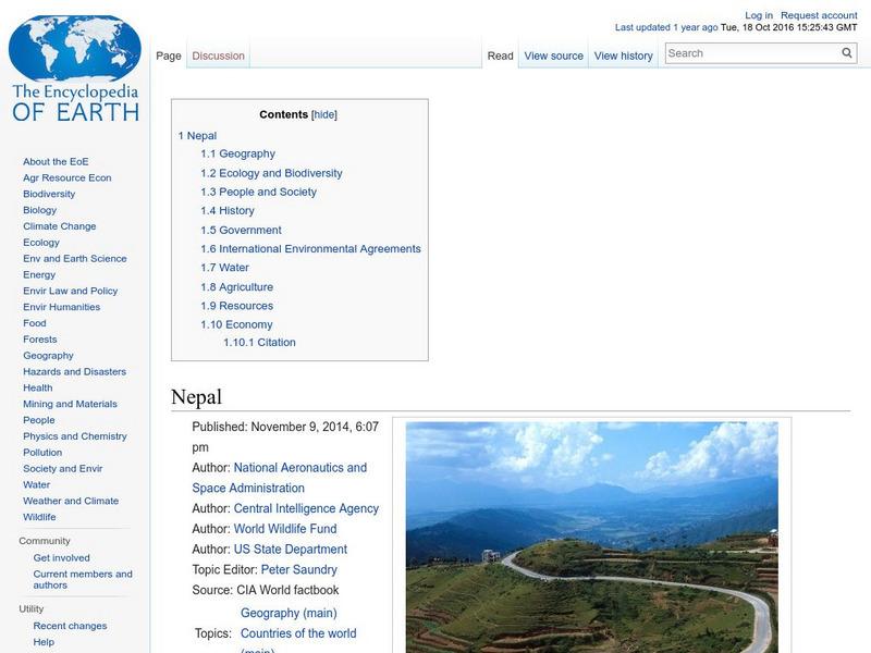 Encyclopedia of Earth: Nepal Handout Encyclopedia of Earth: Nepal Handout
