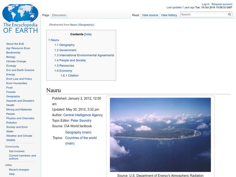 Encyclopedia of Earth: Nauru Handout