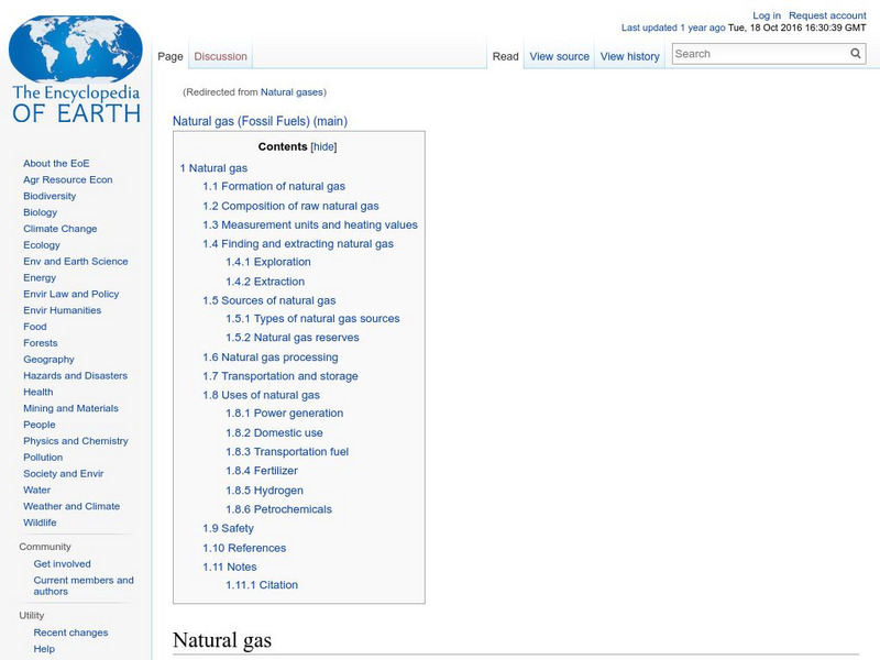 Encyclopedia of Earth: Natural Gas Handout Encyclopedia of Earth: Natural Gas Handout