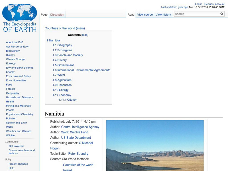 Encyclopedia of Earth: Namibia Handout Encyclopedia of Earth: Namibia Handout