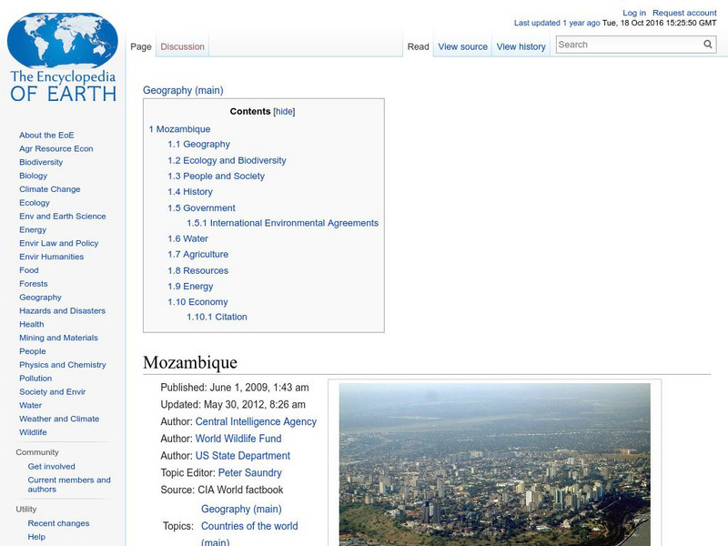 Encyclopedia of Earth: Mozambique Handout Encyclopedia of Earth: Mozambique Handout