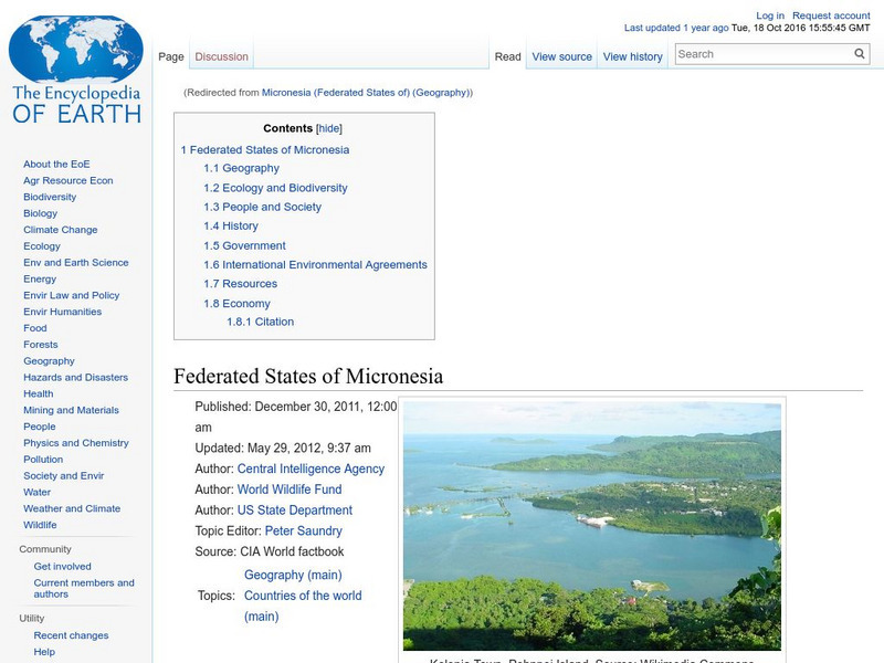Encyclopedia of Earth: Micronesia Handout