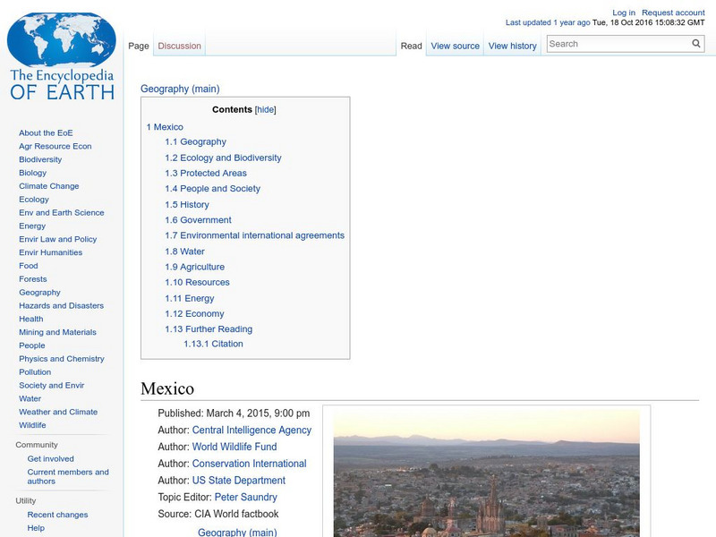 Encyclopedia of Earth: Mexico Handout Encyclopedia of Earth: Mexico Handout