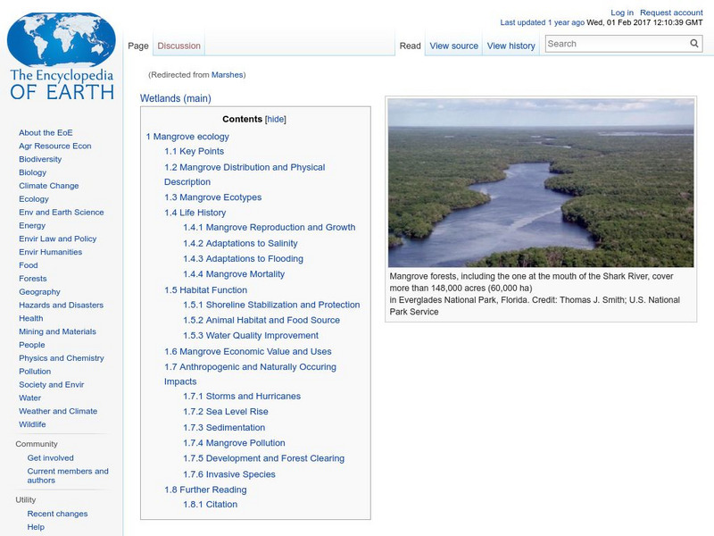 Encyclopedia of Earth: Botany: Mangrove Ecology Handout Encyclopedia of Earth: Botany: Mangrove Ecology Handout