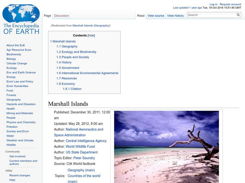 Encyclopedia of Earth: Marshall Islands Handout
