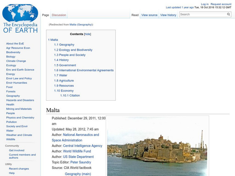 Encyclopedia of Earth: Malta Handout