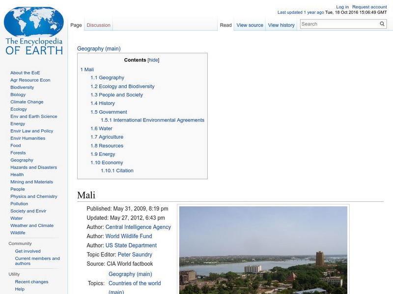 Encyclopedia of Earth: Mali Handout