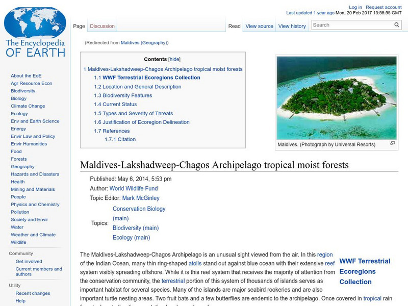 Encyclopedia of Earth: Maldives Handout
