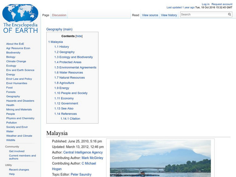 Encyclopedia of Earth: Malaysia Handout