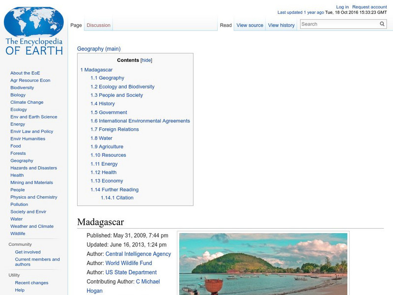 Encyclopedia of Earth: Madagascar Handout