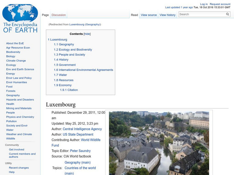 Encyclopedia of Earth: Luxembourg Handout Encyclopedia of Earth: Luxembourg Handout