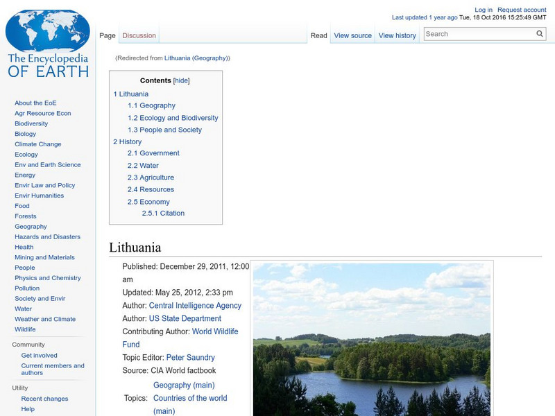 Encyclopedia of Earth: Lithuania Handout