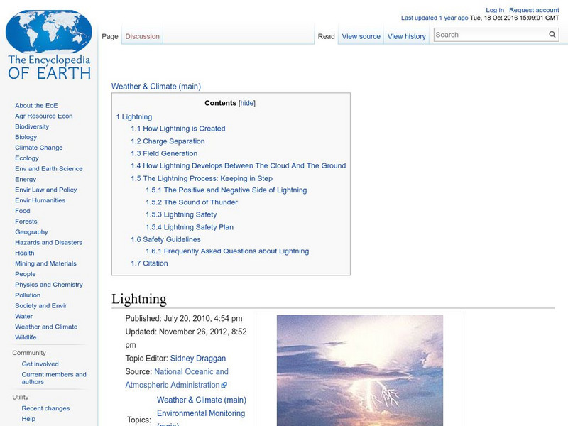 Encyclopedia of Earth: Weather & Climate: Lightning Handout Encyclopedia of Earth: Weather & Climate: Lightning Handout
