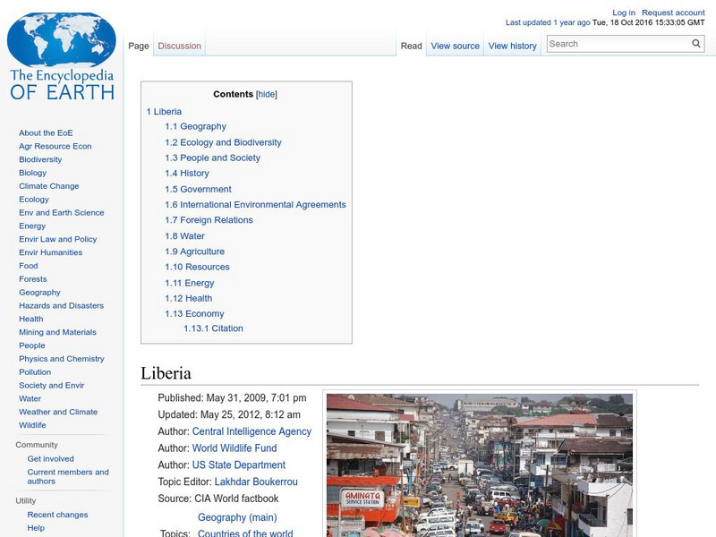 Encyclopedia of Earth: Liberia Handout