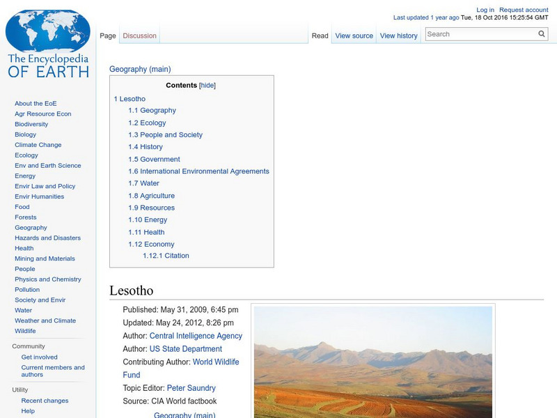 Encyclopedia of Earth: Lesotho Handout Encyclopedia of Earth: Lesotho Handout