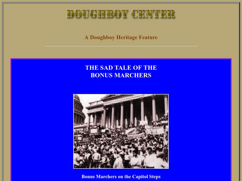 Worldwar1.com: Great War Society: Doughboy Center: Sad Tale of the Bonus Marchers Handout Worldwar1.com: Great War Society: Doughboy Center: Sad Tale of the Bonus Marchers Handout