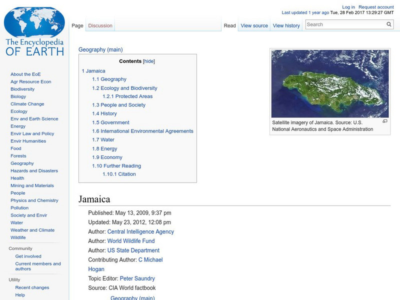 Encyclopedia of Earth: Jamaica Handout