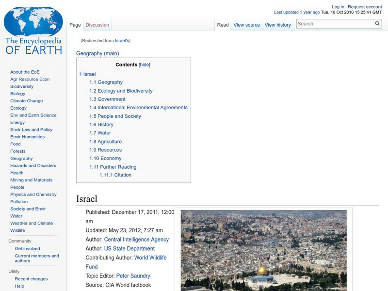 Encyclopedia of Earth: Israel Handout
