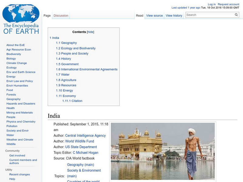 Encyclopedia of Earth: India Handout