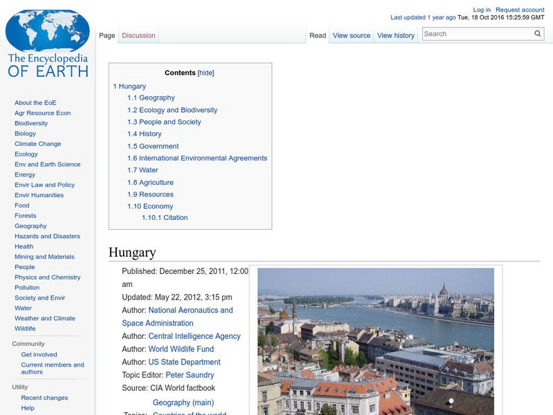 Encyclopedia of Earth: Hungary Handout