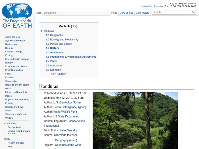 Encyclopedia of Earth: Honduras Handout