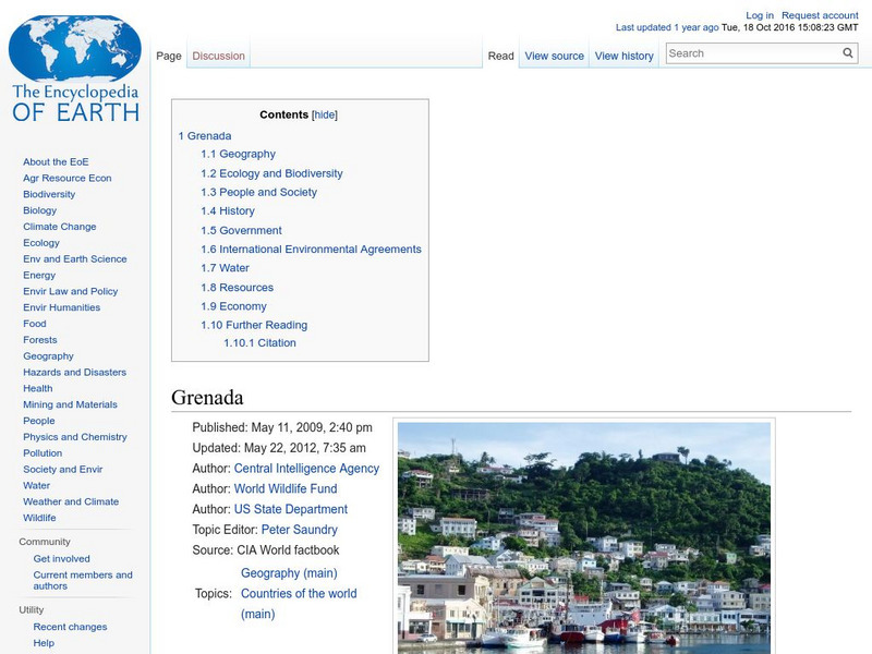 Encyclopedia of Earth: Grenada Handout Encyclopedia of Earth: Grenada Handout