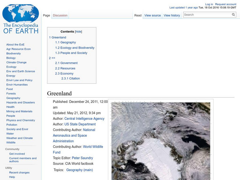 Encyclopedia of Earth: Greenland Handout