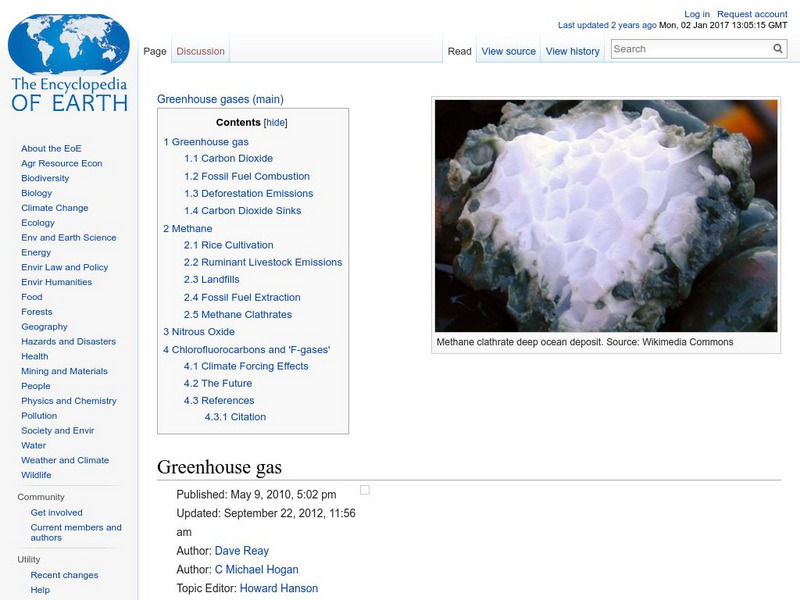 Encyclopedia of Earth: Greenhouse Gas Handout Encyclopedia of Earth: Greenhouse Gas Handout