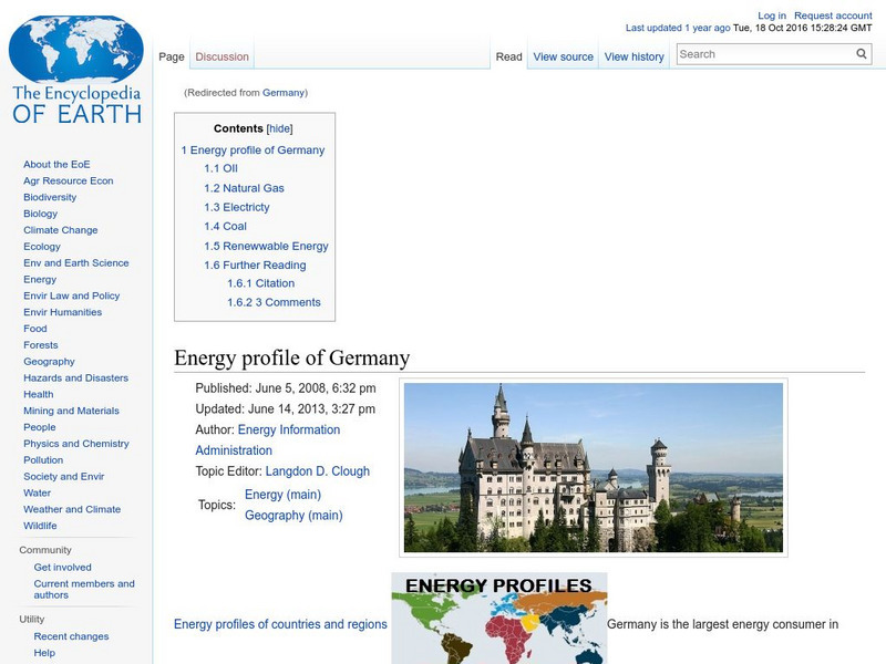 Encyclopedia of Earth: Germany Handout Encyclopedia of Earth: Germany Handout