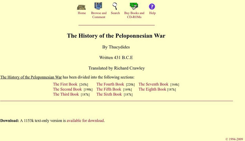 Mit: Internet Classics Archive: The History of the Peloponnesian War eBook Mit: Internet Classics Archive: The History of the Peloponnesian War eBook