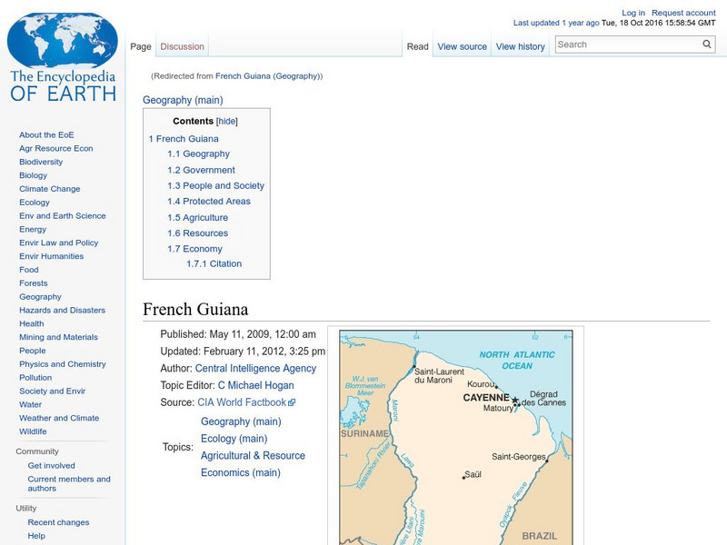 Encyclopedia of Earth: French Guiana Handout