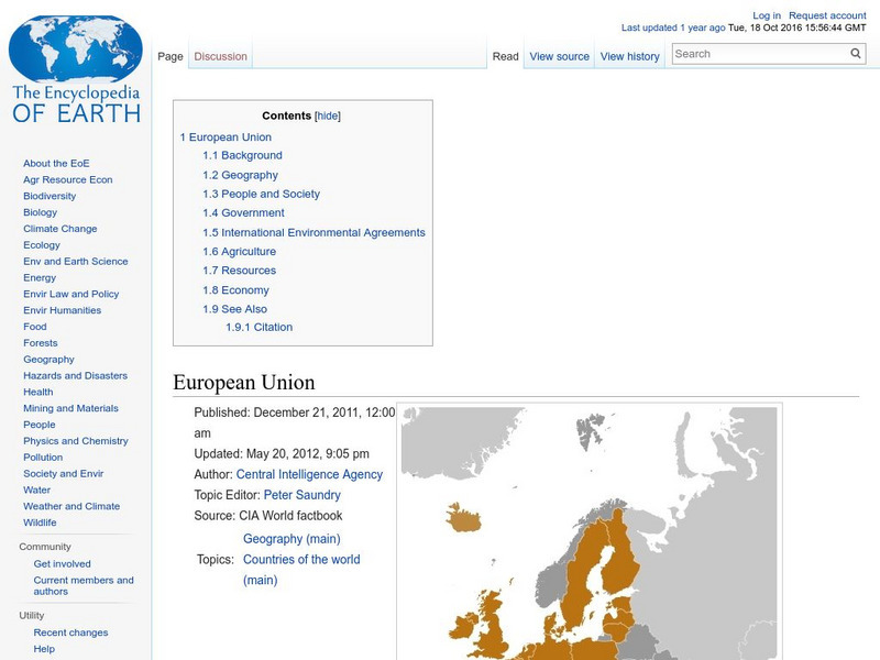 Encyclopedia of Earth: European Union Handout